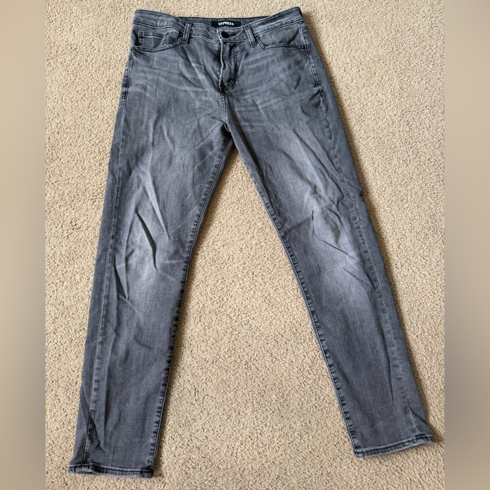 Express Gray Athletic Slim Denim Jeans